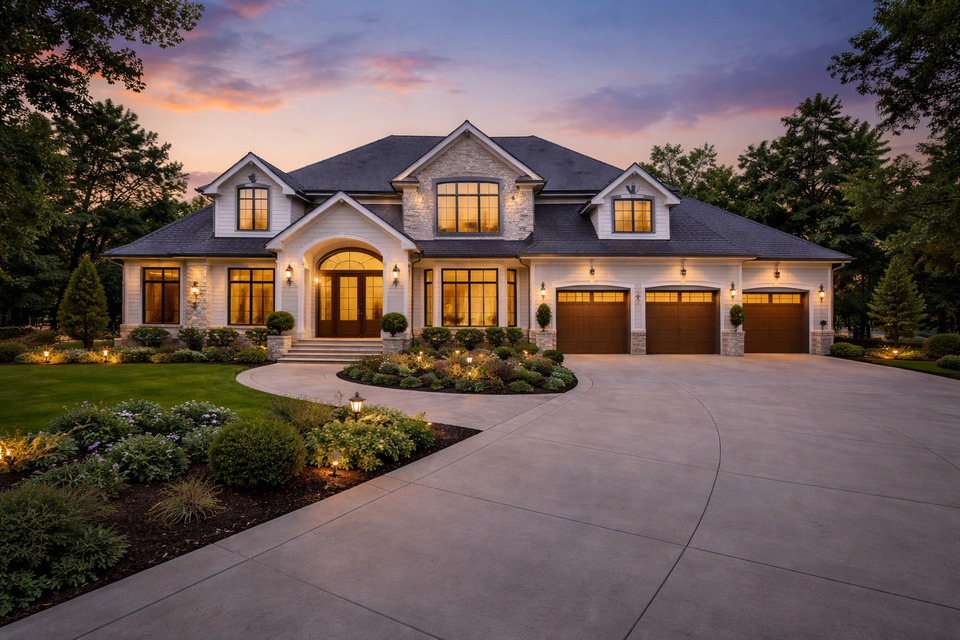 Luxury Metro Atlanta home at dusk